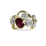 OVAL RUBY DIAMOND RING IN PLATINUM AND 18K YELLOW GOLD - ALL RINGS