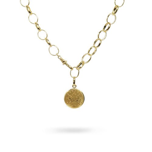 CANADIAN GOLD COIN NECKLACE IN 18K YELLOW GOLD - 