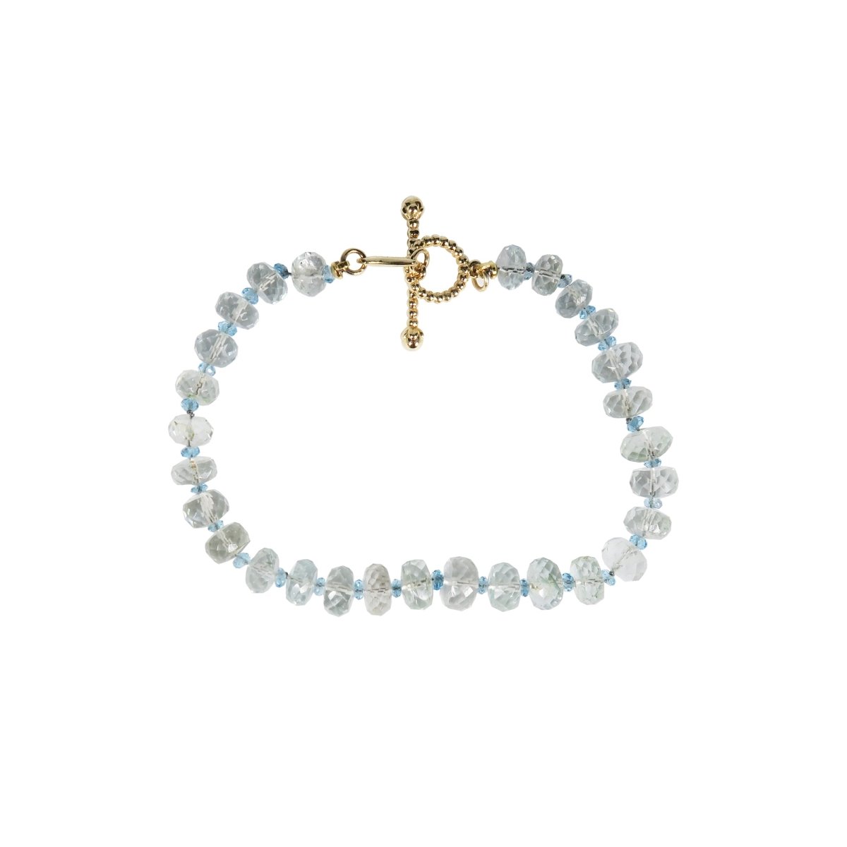 BLOSSOM AQUAMARINE & BLUE TOPAZ BRACELET WITH YELLOW GOLD TOGGLE - BRACELETS