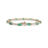 OVAL EMERALD DIAMOND TENNIS BRACELET - BRACELETS