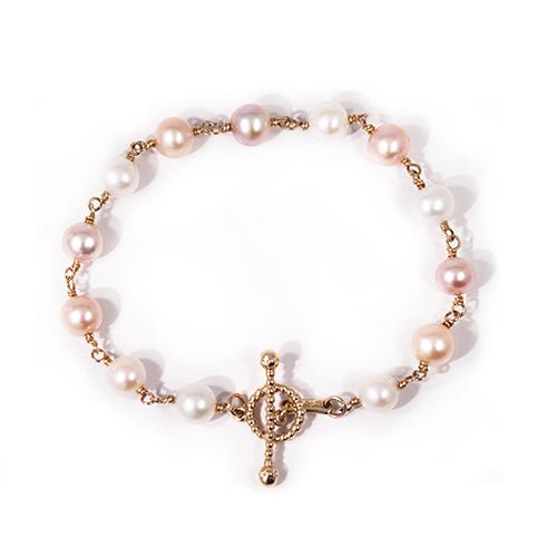 BLOSSOM BRACELET WITH PINK FRESH WATER PEARLS - BRACELETS