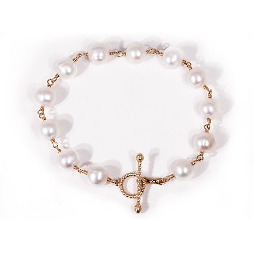 BLOSSOM BRACELET WITH WHITE FRESH WATER PEARLS - BRACELETS