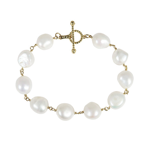 BLOSSOM BRACELET WITH WHITE BAROQUE PEARLS