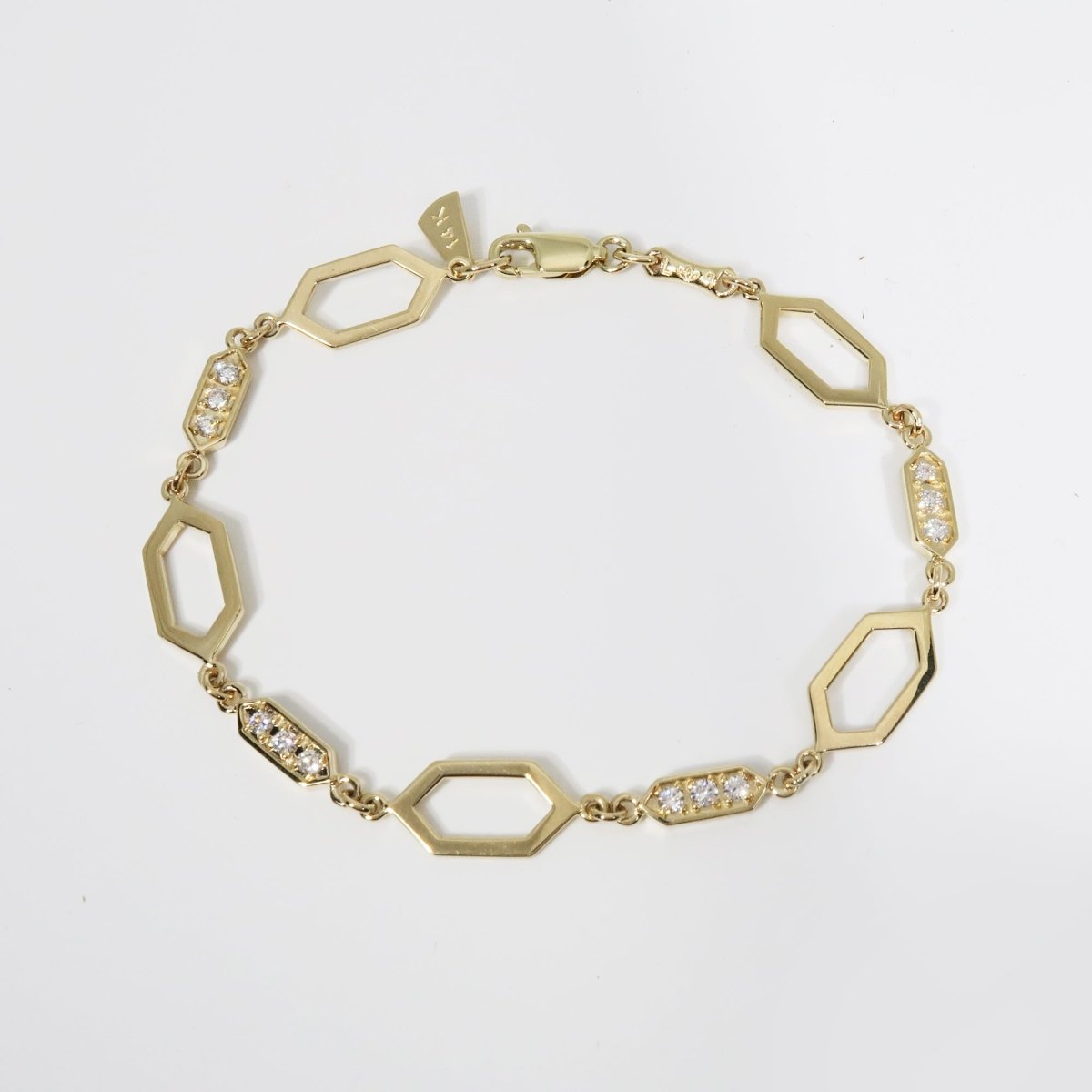 GRAPHITE DIAMOND LINK BRACELET IN 14K YELLOW GOLD - BRACELETS