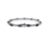 OVAL BLUE SAPPHIRE DIAMOND TENNIS BRACELET - BRACELETS