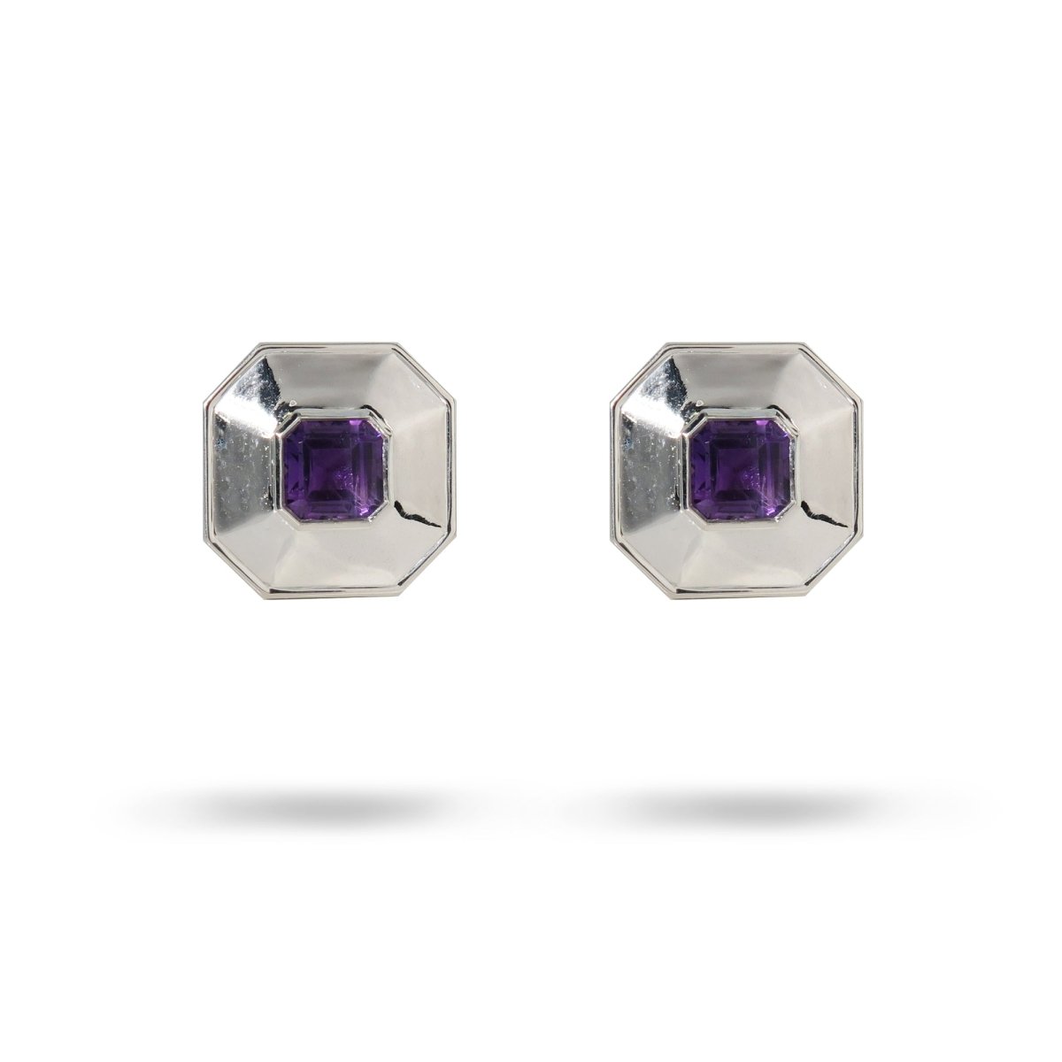 AMETHYST CUFFLINK IN STERLING SILVER - 