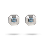 BLUE TOPAZ CUFFLINK IN STERLING SILVER - 