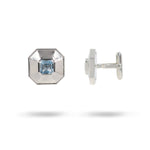 BLUE TOPAZ CUFFLINK IN STERLING SILVER - 