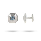 BLUE TOPAZ CUFFLINK IN STERLING SILVER - 