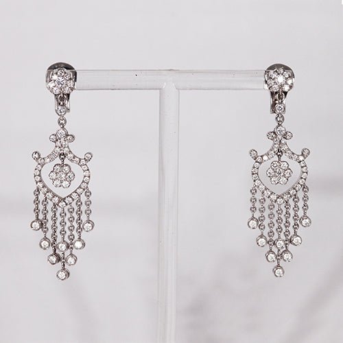 CHANDELIER EARRING IN 18K WHITE GOLD WITH DIAMONDS - ESTATE & VINTAGE JEWELLERY