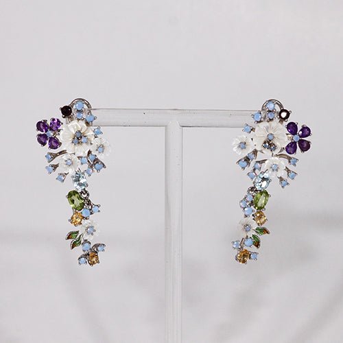 STERLING SILVER EARRING WITH AMETHYST - ESTATE & VINTAGE JEWELLERY