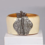 IVORY CUFF WITH HINGE SILVER CLASP - ESTATE & VINTAGE JEWELLERY