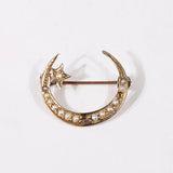 ANTIQUE 14K MOON STAR BROOCH - ESTATE & VINTAGE JEWELLERY