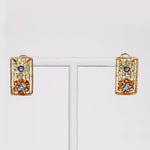 MULTI COLOUR STONE EARRING IN 14K YELLOW GOLD - ESTATE & VINTAGE JEWELLERY