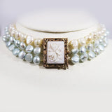 FLOWER CAMEO PEARL NECKLACE - ESTATE & VINTAGE JEWELLERY