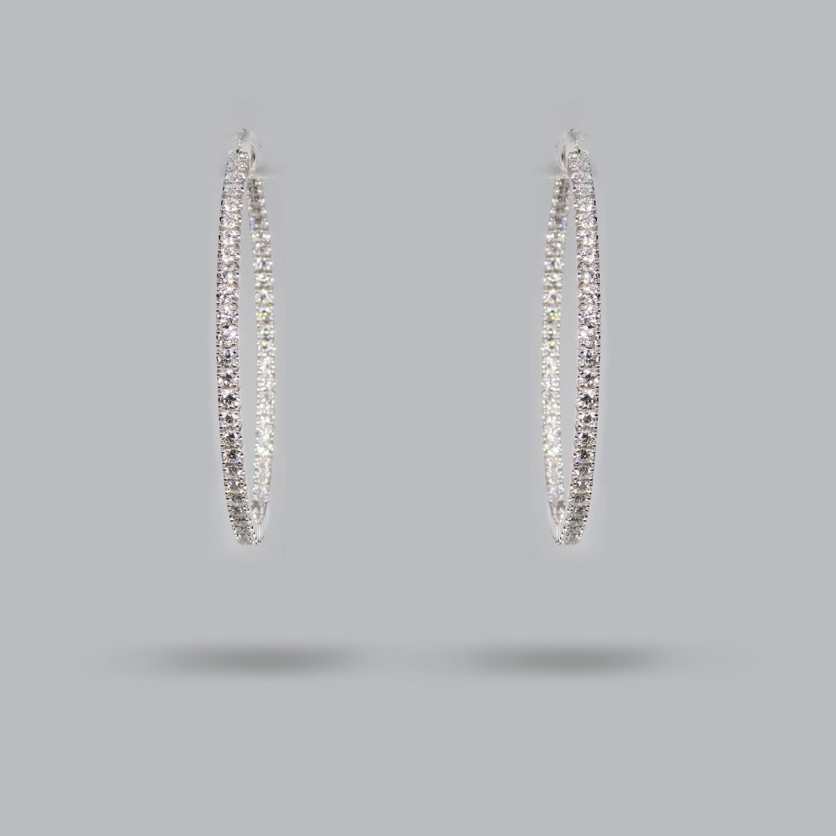 DIAMOND INSIDE OUT HOOPS IN 18K WHITE GOLD - 