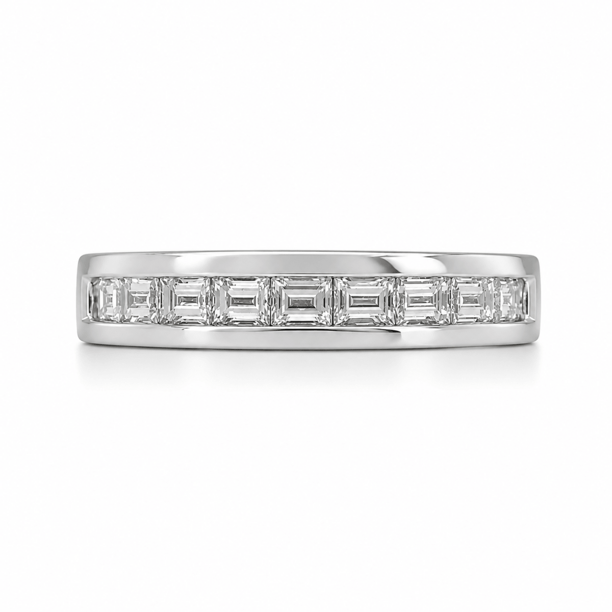 DECO WEDDING BAND IN WHITE GOLD WITH BAGUETTE DIAMONDS - ANNIVERSARY & CELEBRATION RINGS