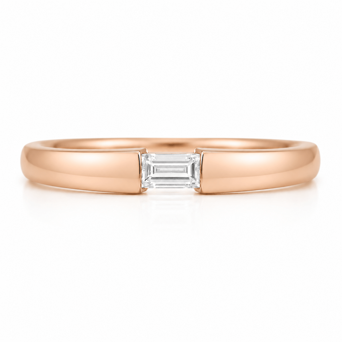 SINGLE BAGUETTE DIAMOND RING IN ROSE GOLD - ALL RINGS