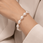 WHITE FRESHWATER PEARL BRACELET WITH 14K YELLOW GOLD ROPE TOGGLE CLASP -