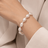WHITE FRESHWATER PEARL BRACELET WITH 14K YELLOW GOLD ROPE TOGGLE CLASP -