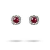 COUNTESS RUBY DIAMOND HALO EARRING IN PLATINUM - 