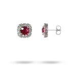 COUNTESS RUBY DIAMOND HALO EARRING IN PLATINUM - 