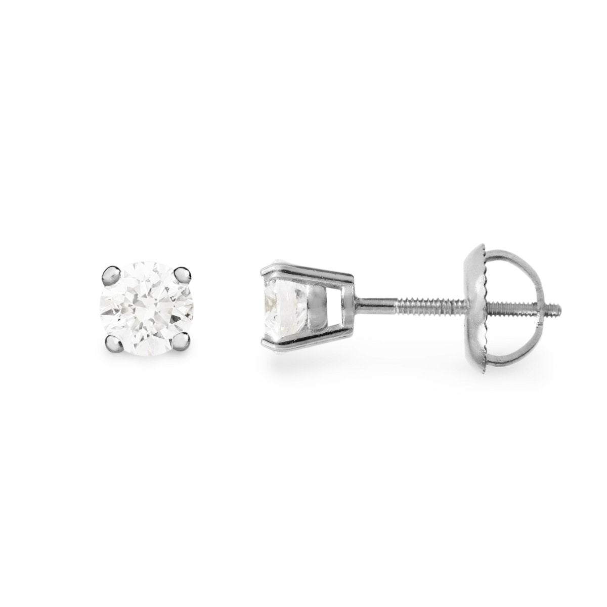 DIAMOND SCREWBACK STUD EARRINGS IN WHITE GOLD - EARRINGS