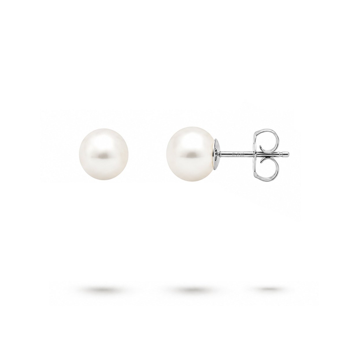 WHITE 7.5-8MM FRESHWATER PEARL STUD EARRINGS IN WHITE GOLD - EARRINGS