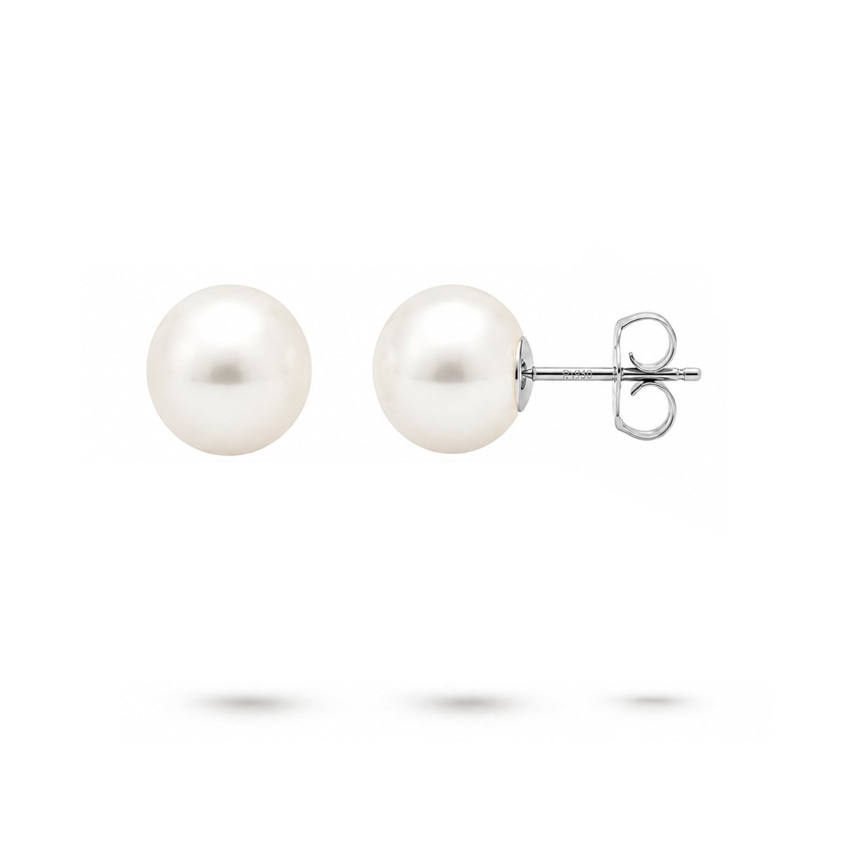 WHITE 8-8.5MM FRESHWATER PEARL STUD EARRINGS IN WHITE GOLD - EARRINGS