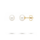 WHITE 7.5-8MM FRESHWATER PEARL STUD EARRINGS IN YELLOW GOLD - EARRINGS
