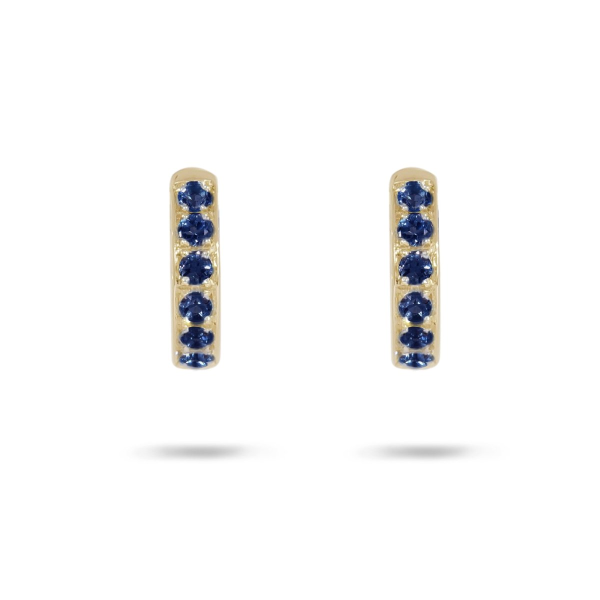 BLUE SAPPHIRE HUGGIE EARRINGS IN YELLOW GOLD - EARRINGS