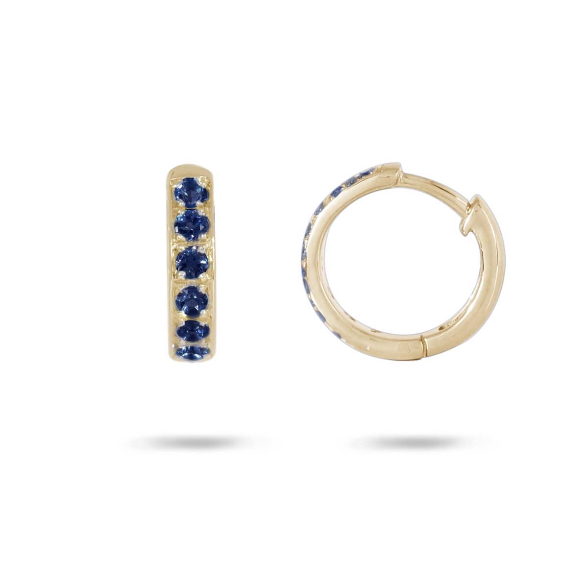BLUE SAPPHIRE HUGGIE EARRINGS IN YELLOW GOLD - EARRINGS