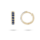 BLUE SAPPHIRE HUGGIE EARRINGS IN YELLOW GOLD