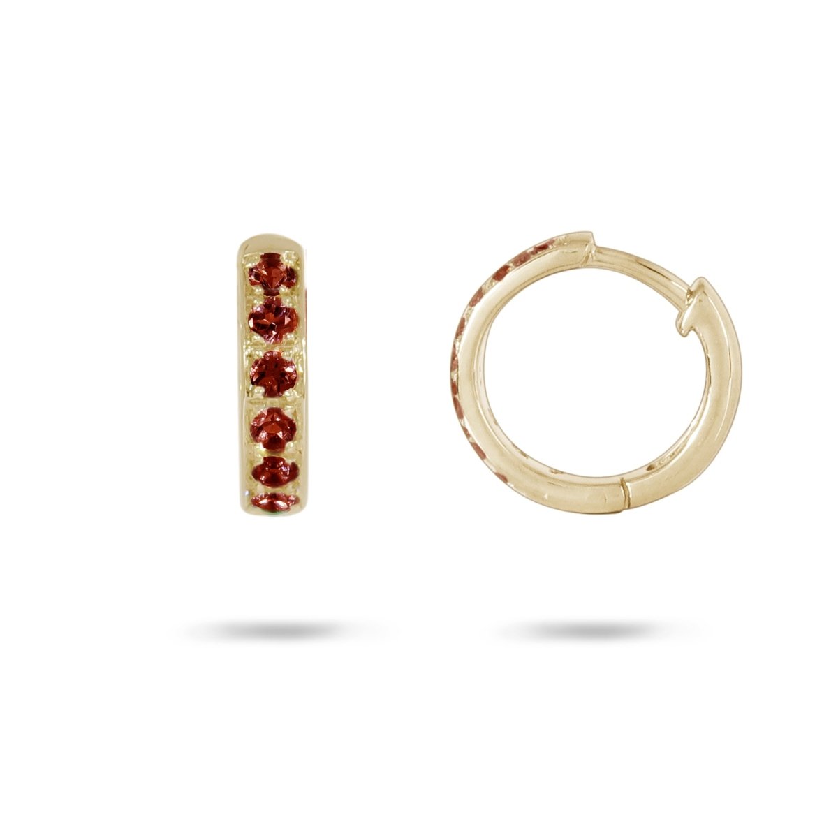 RUBY HUGGIE EARRINGS IN YELLOW GOLD - EARRINGS