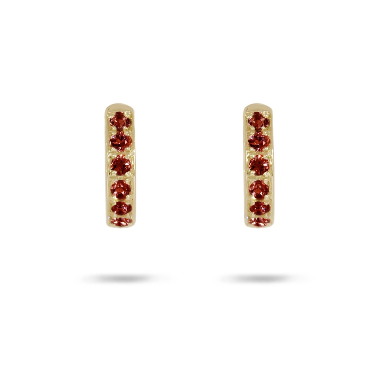 RUBY HUGGIE EARRINGS IN YELLOW GOLD - EARRINGS