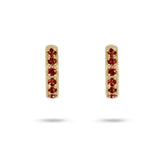 RUBY HUGGIE EARRINGS IN YELLOW GOLD