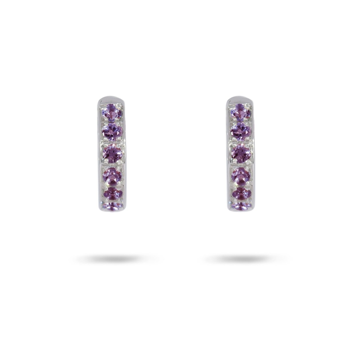 AMETHYST HUGGIE EARRINGS IN STERLING SILVER - EARRINGS