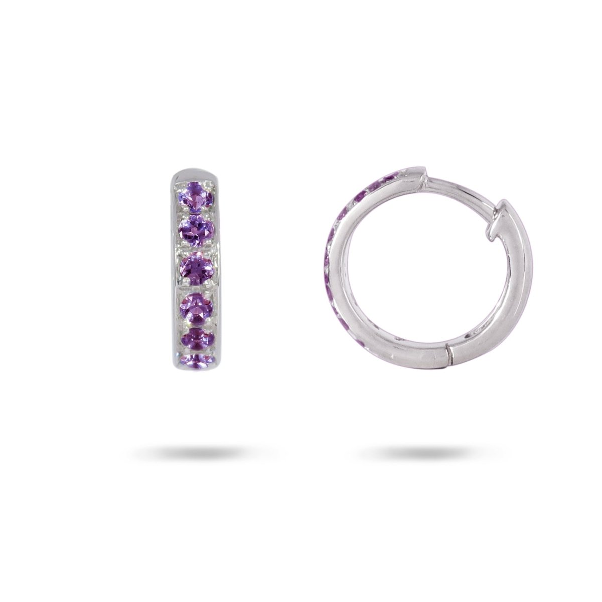 AMETHYST HUGGIE EARRINGS IN STERLING SILVER - EARRINGS