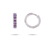 AMETHYST HUGGIE EARRINGS IN STERLING SILVER - EARRINGS