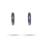 KNIFE EDGE HUGGIE EARRING IN WHITE GOLD WITH BLUE SAPPHIRE - EARRINGS