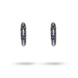 KNIFE EDGE HUGGIE EARRING IN WHITE GOLD WITH BLUE SAPPHIRE - EARRINGS
