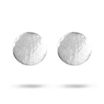 MATTE HAMMERED DISC STUD EARRINGS IN STERLING SILVER - EARRINGS