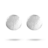 MATTE HAMMERED DISC STUD EARRINGS IN STERLING SILVER - EARRINGS