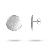 MATTE HAMMERED DISC STUD EARRINGS IN STERLING SILVER - EARRINGS