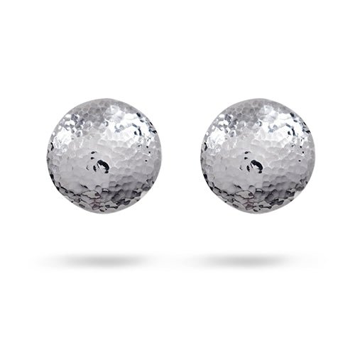 LARGE HAMMERED DISC STUD EARRINGS IN STERLING SILVER - EARRINGS