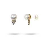 TRIPLE DROP PEARL EARRING IN YELLOW GOLD - 