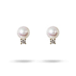 PEARL AND DIAMOND STUD IN YELLOW GOLD - 