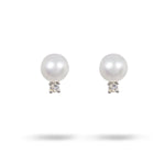 PEARL AND DIAMOND STUD IN WHITE GOLD - EARRINGS