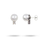 PEARL AND DIAMOND STUD IN WHITE GOLD - EARRINGS