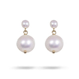 TINY PEAR POST WITH PEARL DROP IN 14K YELLLOW GOLD - Earrings